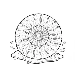 דף צביעה של מאובן אמוניט להדפסה