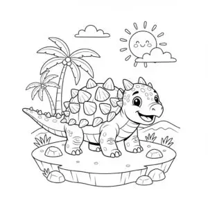 דף צביעה של דינוזאור אנקילוזאורוס להדפסה