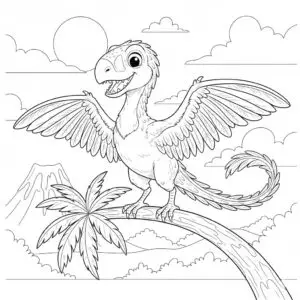 דף צביעה של דינוזאור ארכיאופטריקס להדפסה