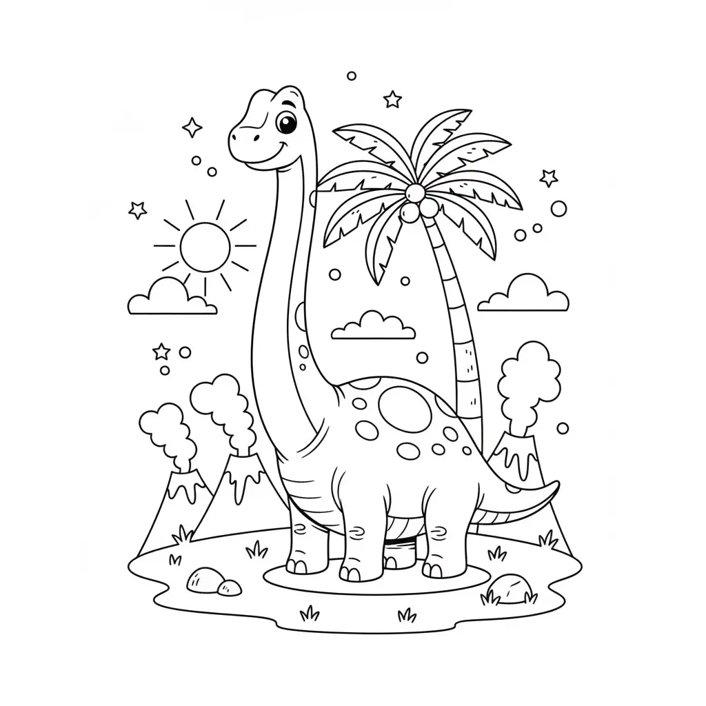 דף צביעה של דינוזאור ברכיוזאורוס להדפסה