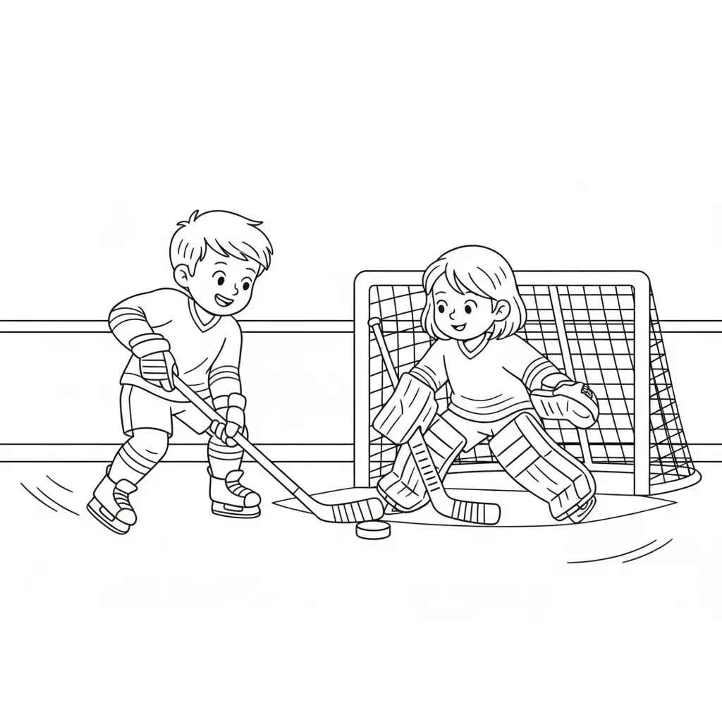 דף צביעה של משחק הוקי להדפסה