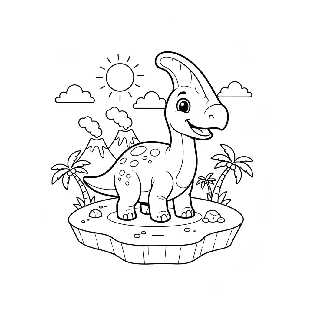 דף צביעה של דינוזאור פאראזאורולופוס להדפסה