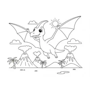 דף צביעה של דינוזאור פטרוזאור להדפסה