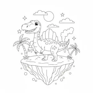 דף צביעה של דינוזאור ספינוזאורוס להדפסה