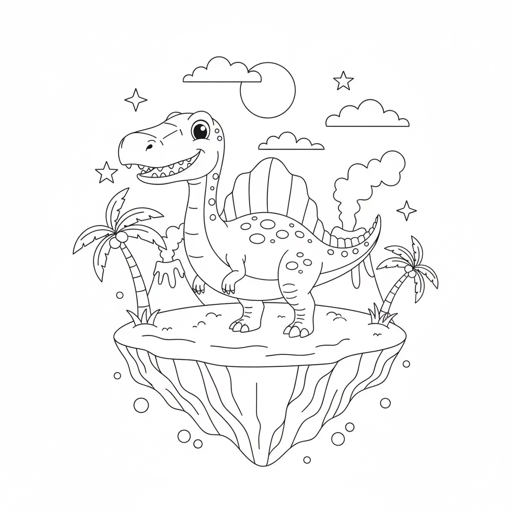 דף צביעה של דינוזאור ספינוזאורוס להדפסה