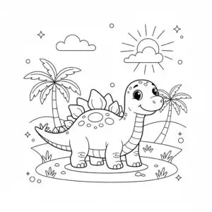 דף צביעה של דינוזאור סטגוזאורוס להדפסה