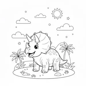 דף צביעה של דינוזאור טריצרטופס להדפסה