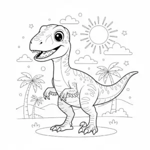 דף צביעה של דינוזאור ולוצירפטור להדפסה