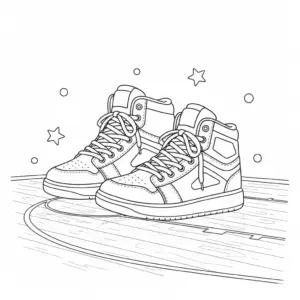 דף צביעה של נעלי כדורסל להדפסה