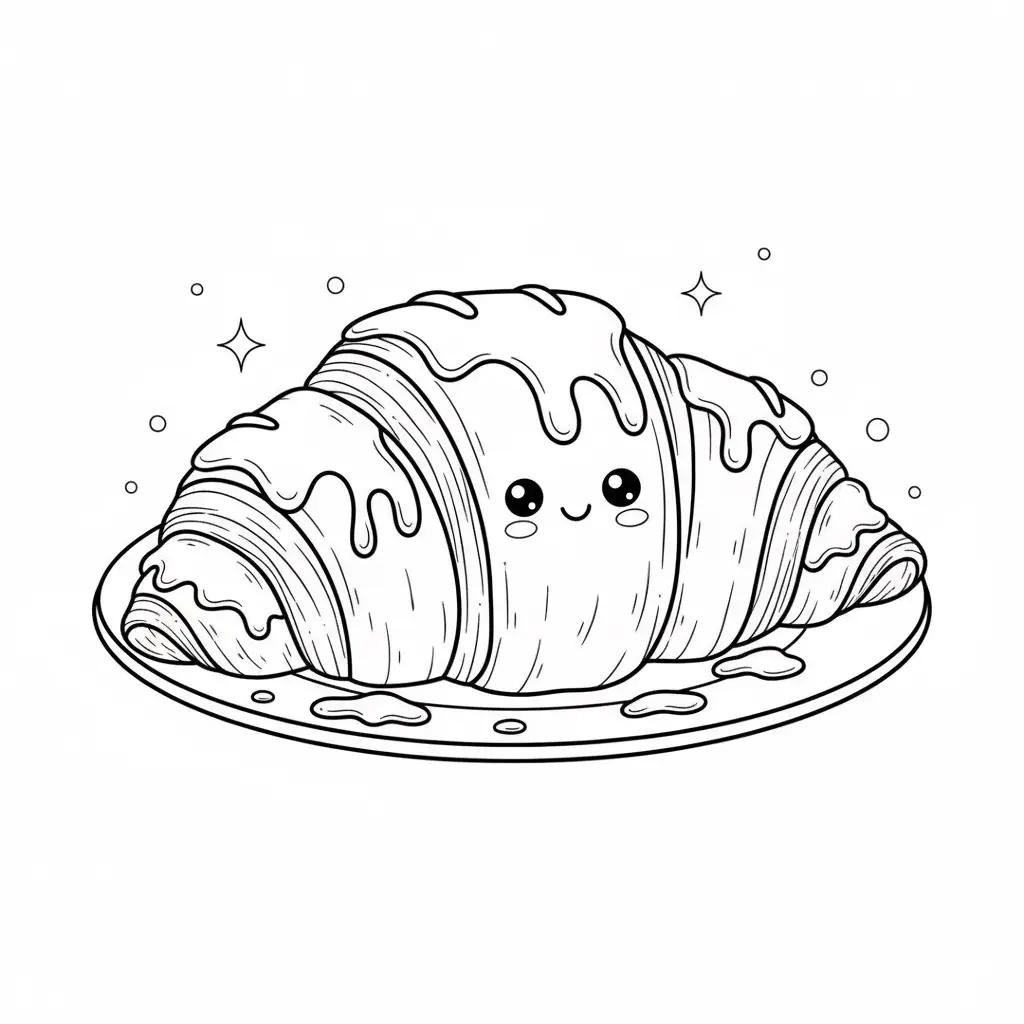 דף צביעה של קרואסון להדפסה