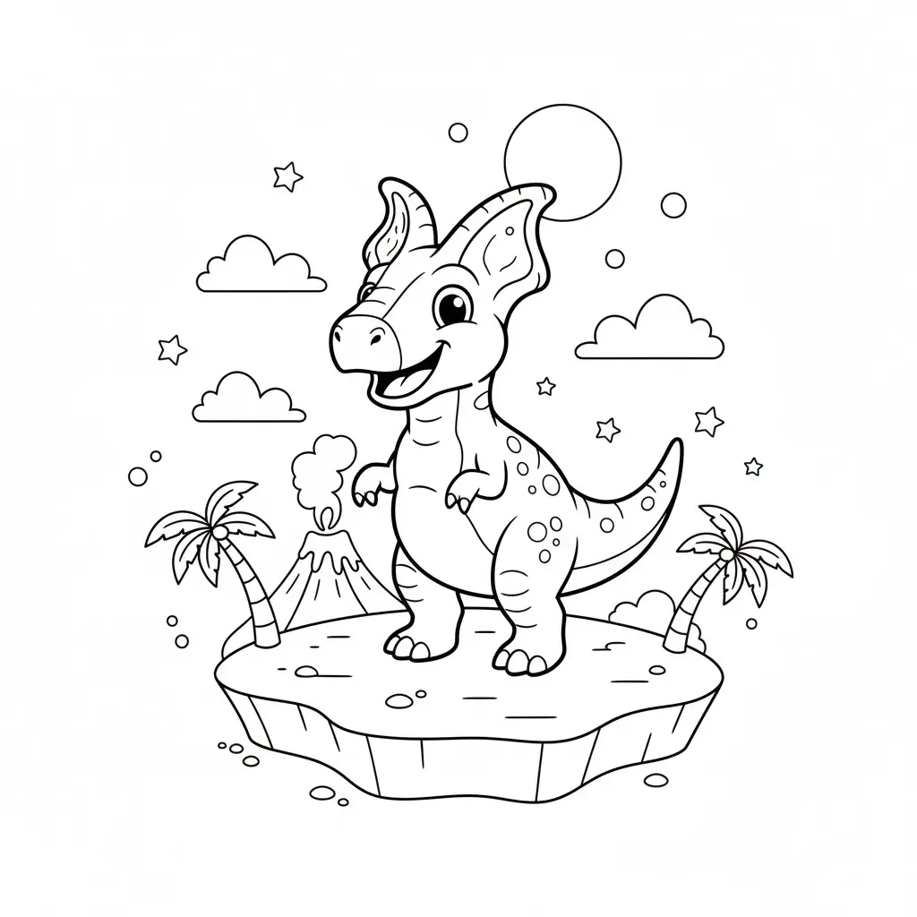 דף צביעה של דינוזאור דילופוזאורוס להדפסה