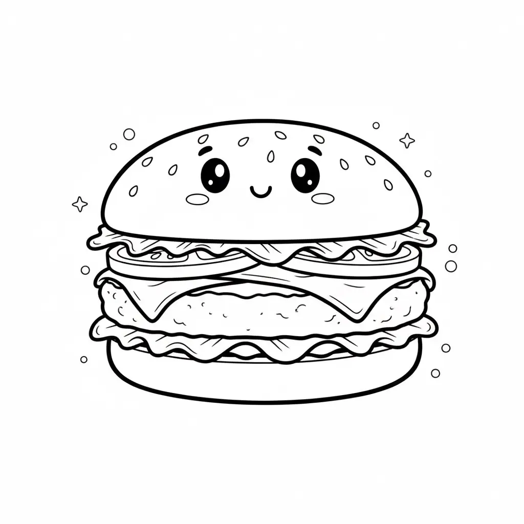 דף צביעה של המבורגר להדפסה
