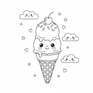 דף צביעה של גלידה להדפסה