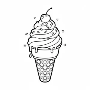 דף צביעה של גביע גלידה להדפסה