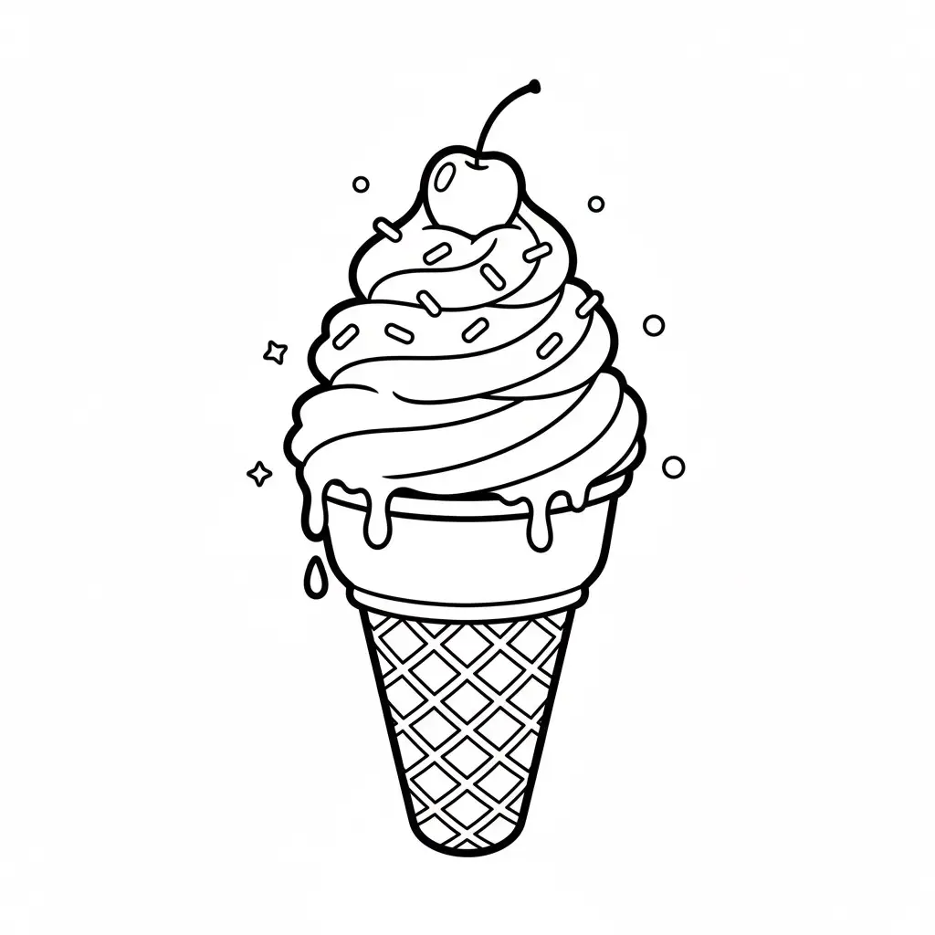 דף צביעה של גביע גלידה להדפסה