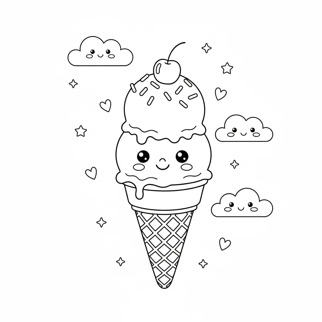 דף צביעה של גלידה להדפסה