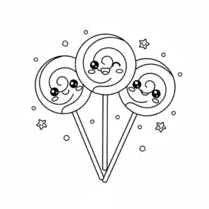 דף צביעה של סוכריות על מקל להדפסה