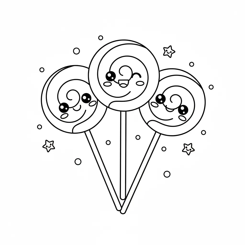 דף צביעה של סוכריות על מקל להדפסה