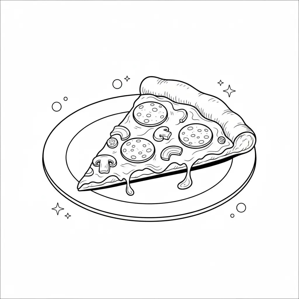דף צביעה של פיצה להדפסה
