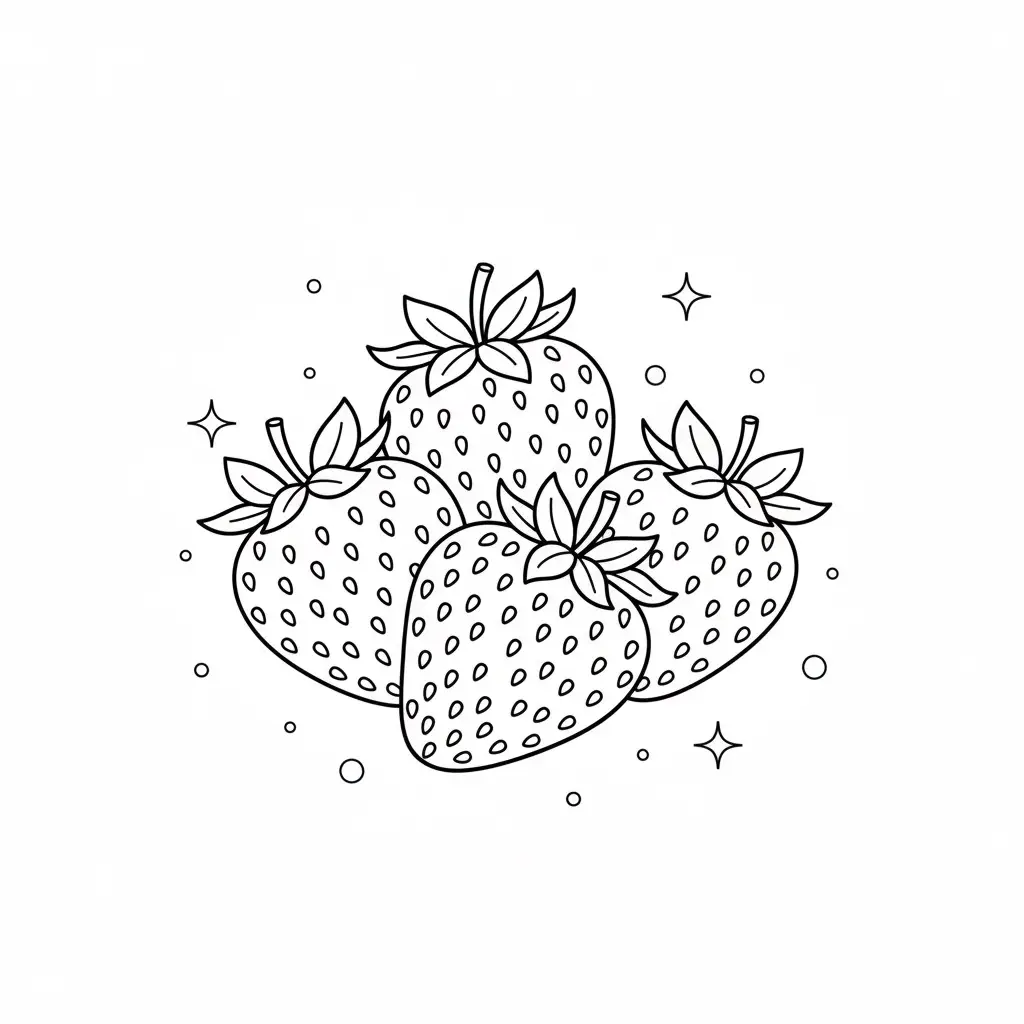 דף צביעה של תותים להדפסה