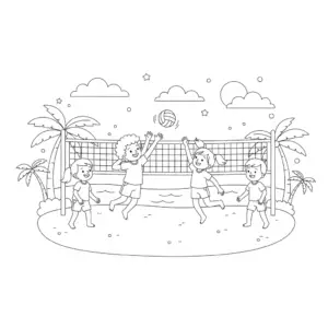 דף צביעה של כדור עף להדפסה