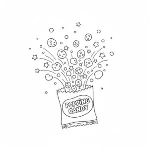 דף צביעה של סוכריות קופצות להדפסה