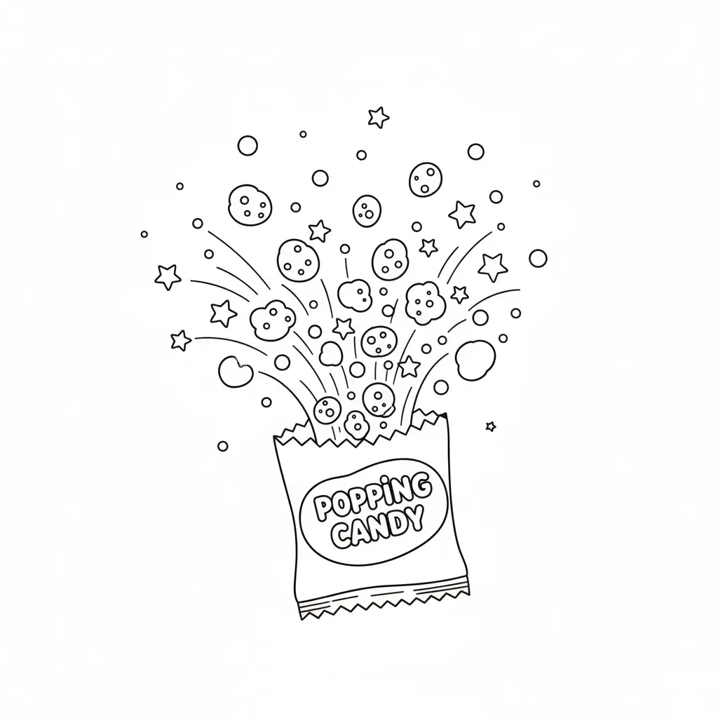 דף צביעה של סוכריות קופצות להדפסה