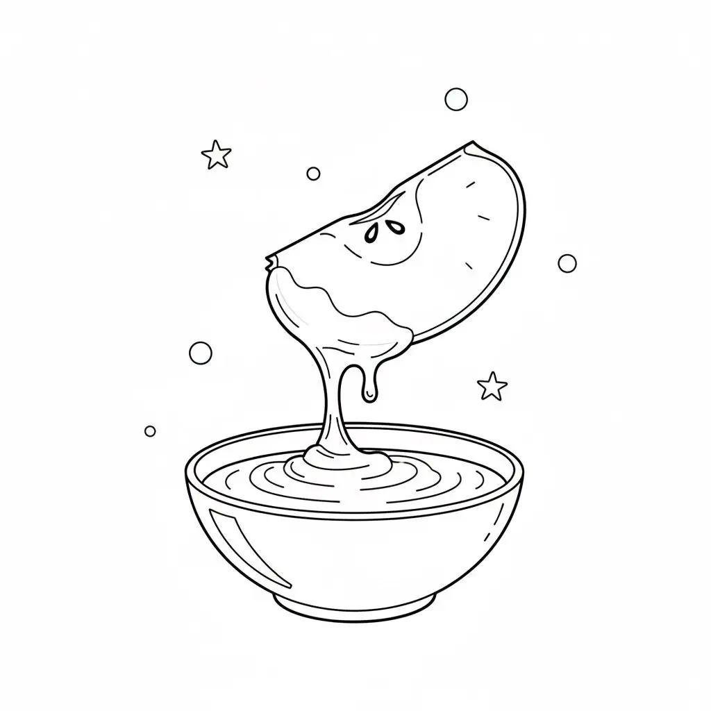 דף צביעה של תפוח בדבש להדפסה