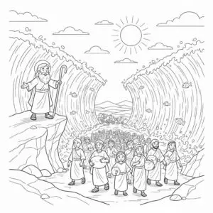 דף צביעה של חציית ים סוף להדפסה