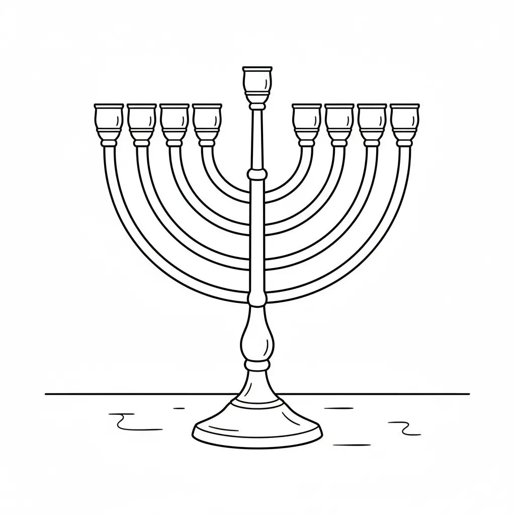 דף צביעה של חנוכייה להדפסה