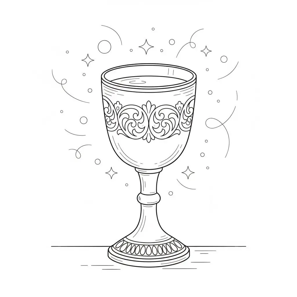 דף צביעה של כוס קידוש להדפסה