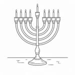 דף צביעה של חנוכייה דולקת להדפסה