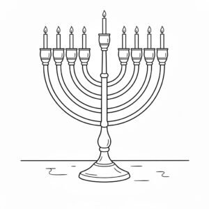 דף צביעה של חנוכייה דולקת להדפסה
