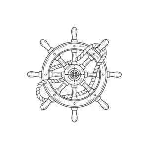 דף צביעה של הגה של ספינת שודדי ים להדפסה