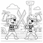 דף צביעה של שודדי ים נלחמים להדפסה