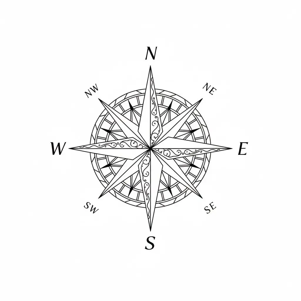 דף צביעה של שושנת הרוחות להדפסה