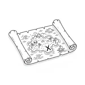 דף צביעה של מפת אוצר סודית להדפסה