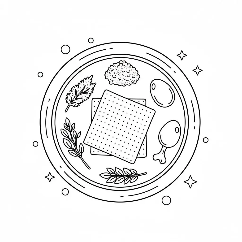 דף צביעה של צלחת פסח להדפסה