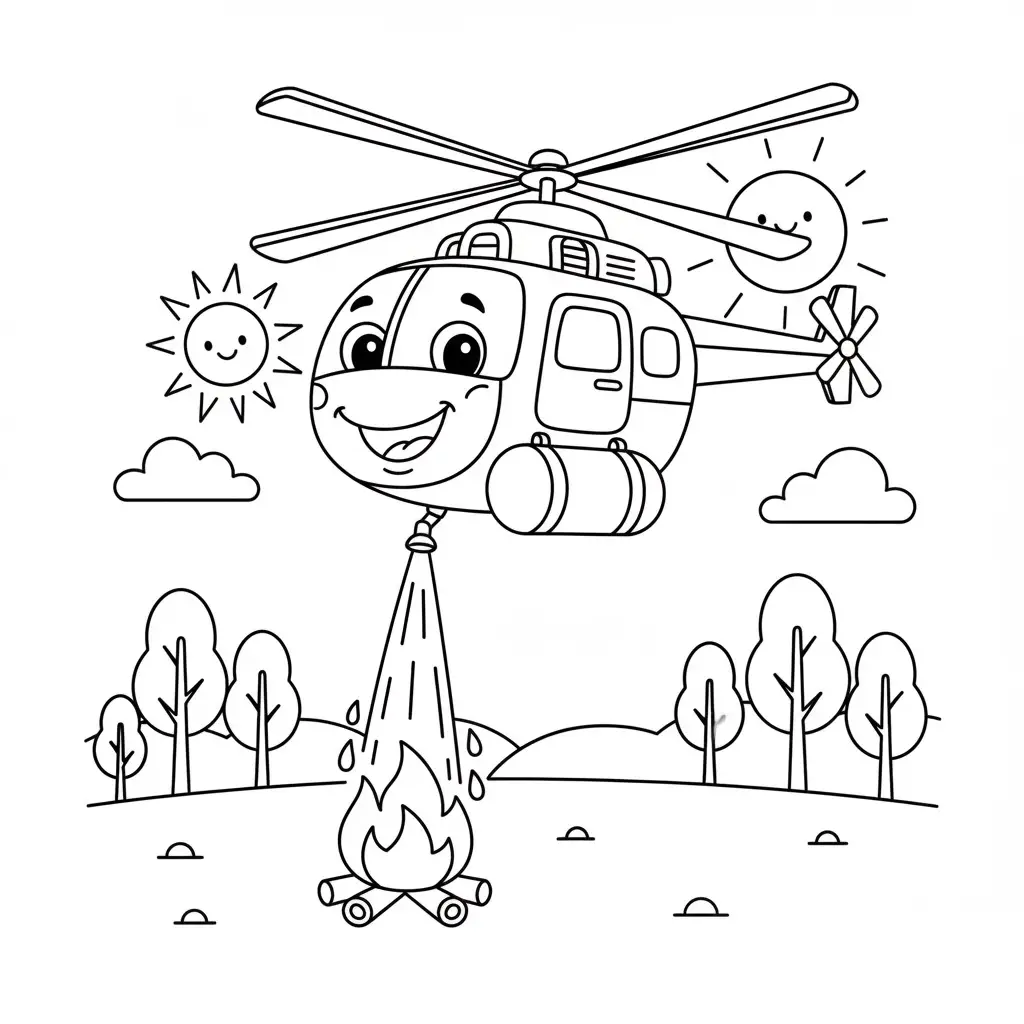 דף צביעה של מסוק כבאות להדפסה