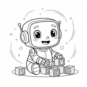 דף צביעה של רובוט תינוק להדפסה