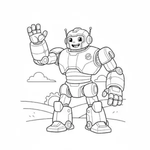 דף צביעה של רובוט גדול להדפסה