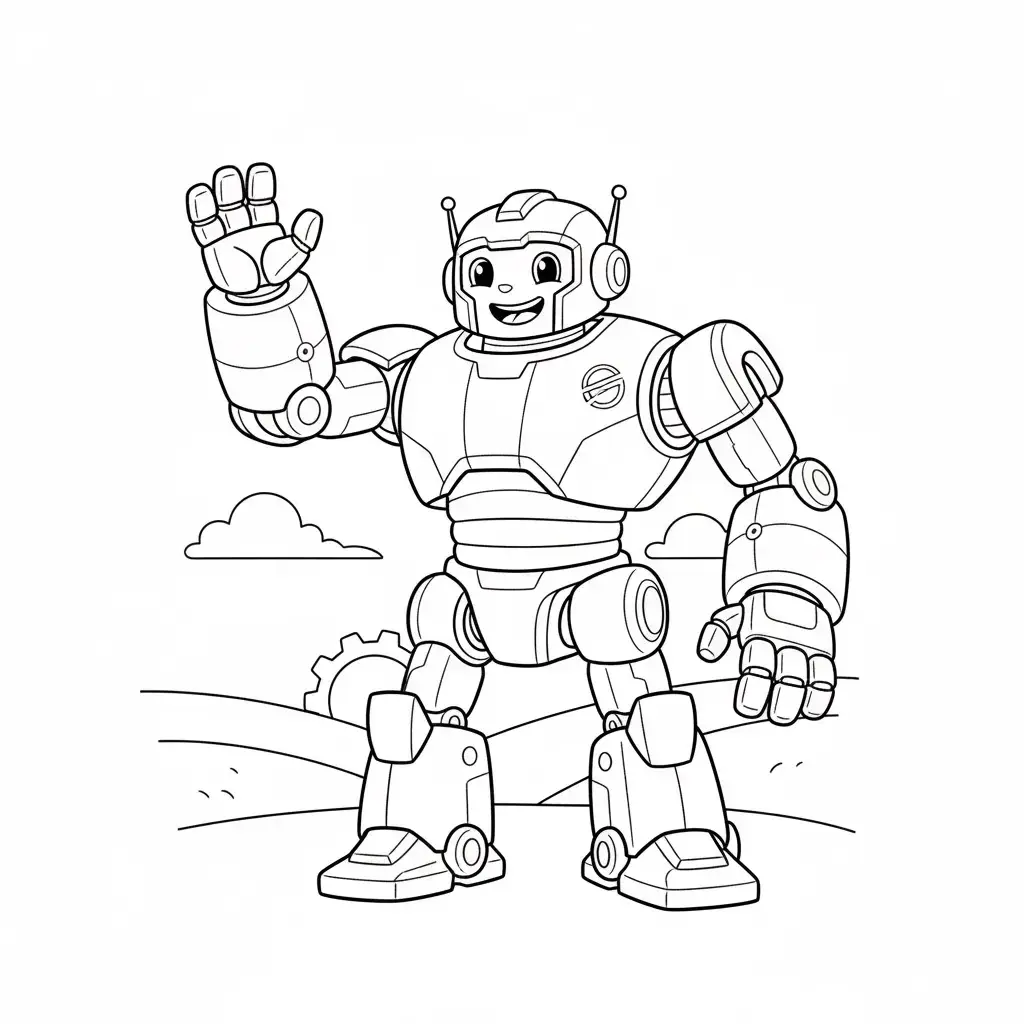 דף צביעה של רובוט גדול להדפסה