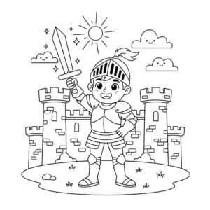 דף צביעה של אביר טירה להדפסה