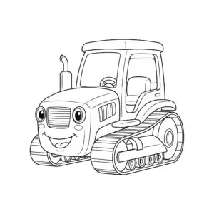 דף צביעה של טרקטור עם זחלים להדפסה