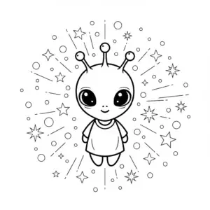 דף צביעה של חייזר מתוק להדפסה