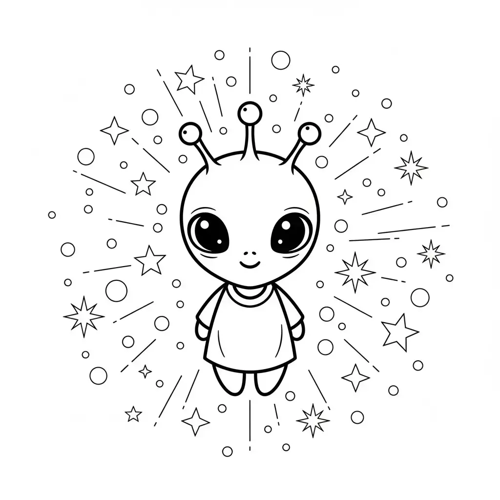 דף צביעה של חייזר מתוק להדפסה