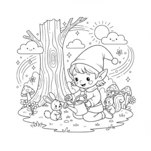 דף צביעה של אלף חמוד עם חברים להדפסה