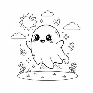 דף צביעה של רוח רפאים חמודה להדפסה