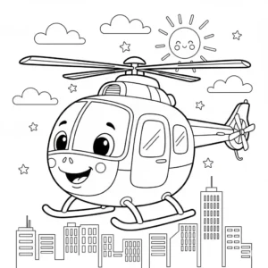 דף צביעה של מסוק חמוד להדפסה