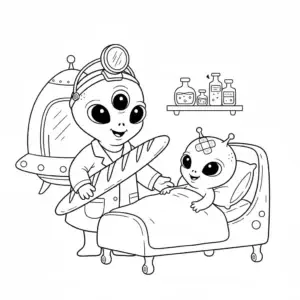 דף צביעה של חייזר רופא להדפסה